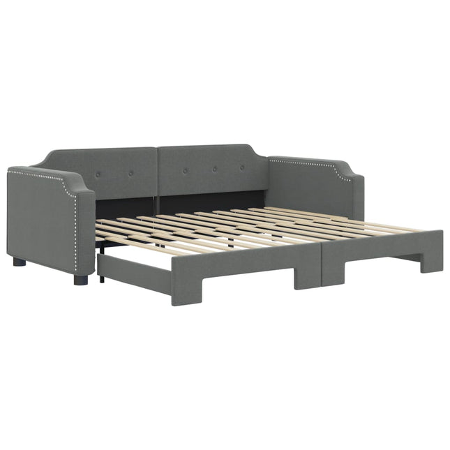 Divano Letto con Letto Estraibile Grigio Scuro 90x190cm Tessuto