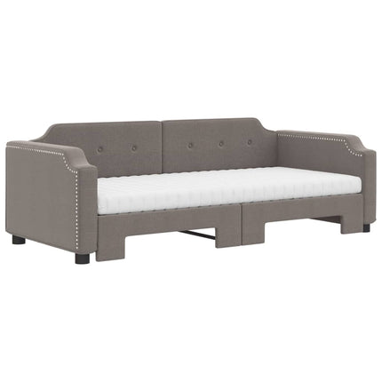 Divano Letto Estraibile con Materassi Tortora 80x200 cm Tessuto