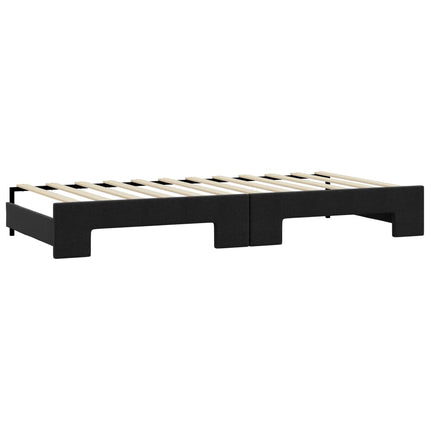 Divano Letto Estraibile con Materassi Nero 100x200 cm Tessuto