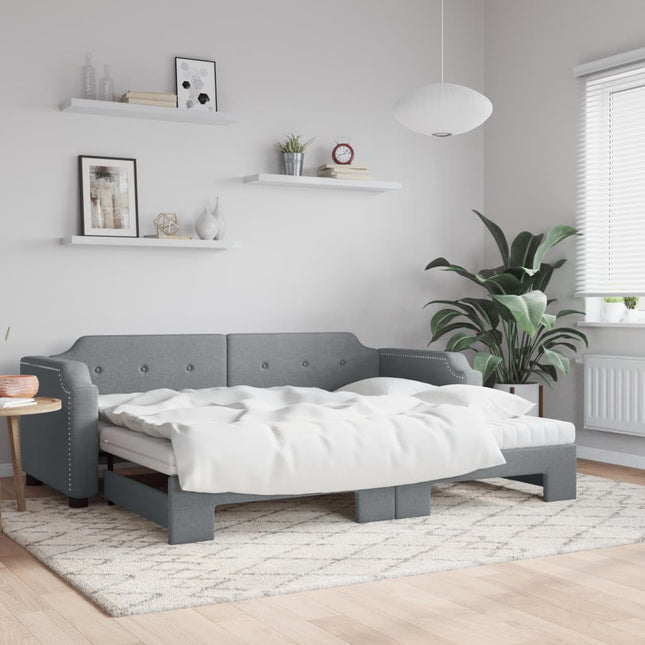 Divano Letto Estraibile Materassi Grigio Chiaro 90x190 Tessuto