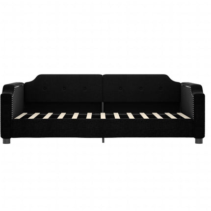 Divano Letto Estraibile con Cassetti Nero 90x200 cm in Tessuto