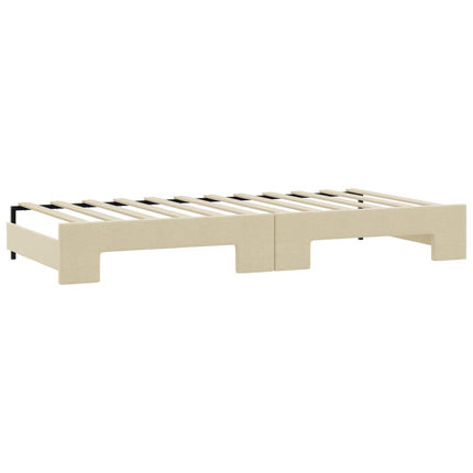 Divano Letto Estraibile con Cassetti Crema 90x200 cm in Tessuto