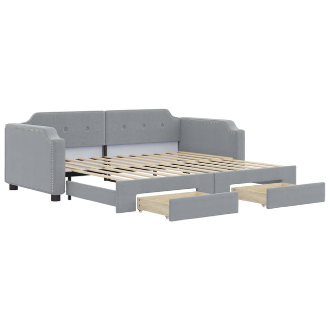 Divano Letto Estraibile Cassetti Grigio Chiaro 90x190cm Tessuto