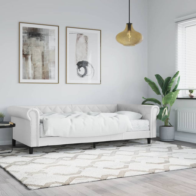 Divano Letto con Materasso Bianco 90x200 cm in Similpelle