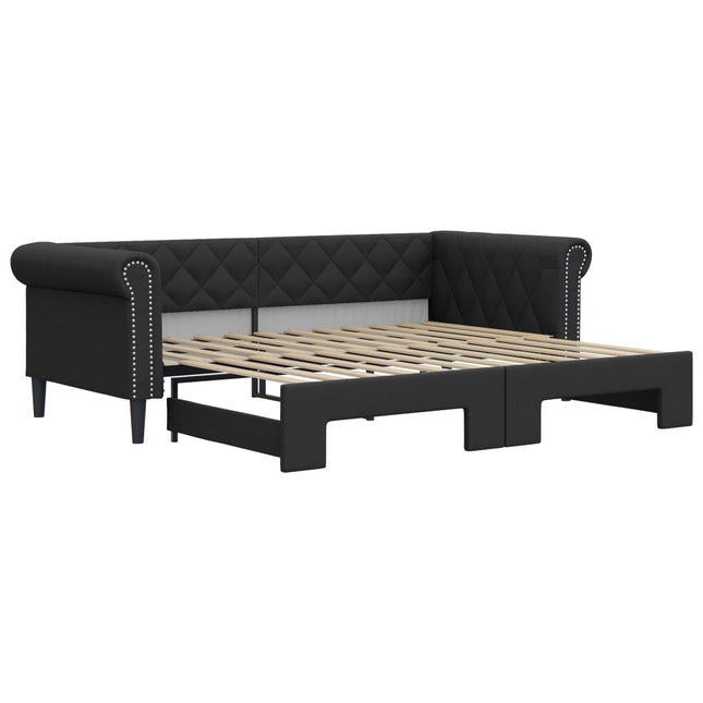 Divano Letto con Letto Estraibile Nero 90x200 cm in Similpelle