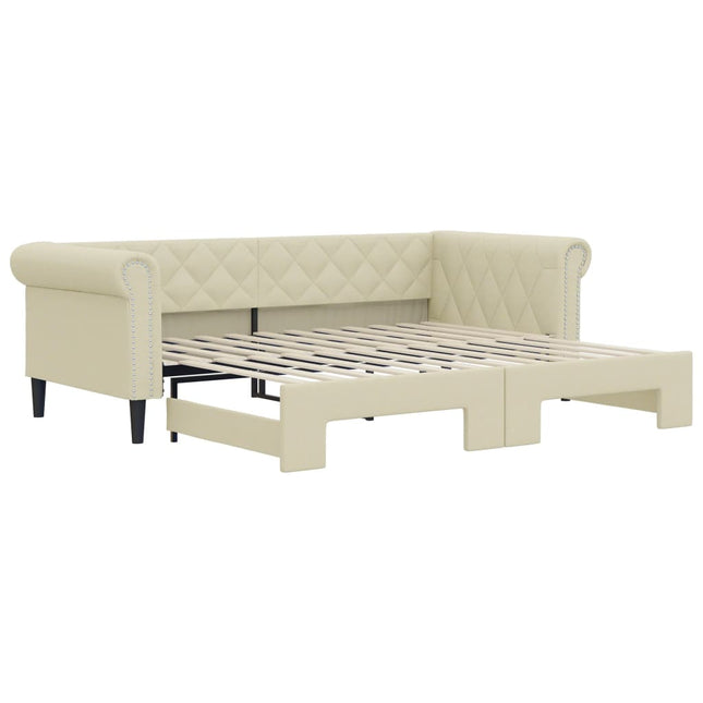 Divano Letto con Letto Estraibile Crema 90x200 cm in Similpelle