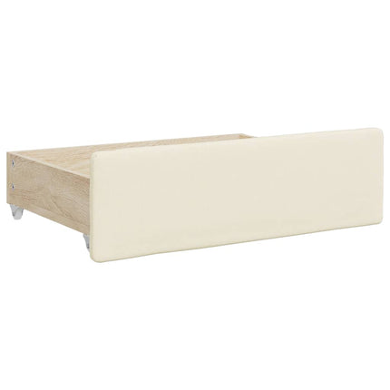 Divano Letto Estraibile con Cassetti Crema 90x200 cm Similpelle