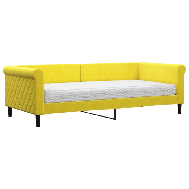 Divano Letto con Materasso Giallo 90x200 cm in Velluto