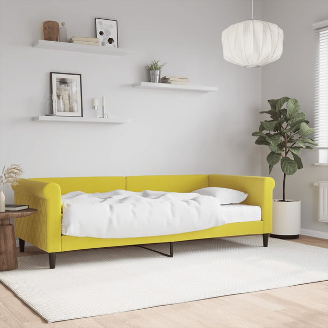 Divano Letto con Materasso Giallo 90x200 cm in Velluto