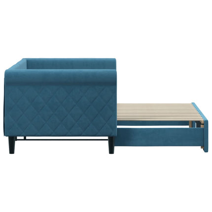 Divano Letto con Letto Estraibile Blu 80x200 cm in Velluto