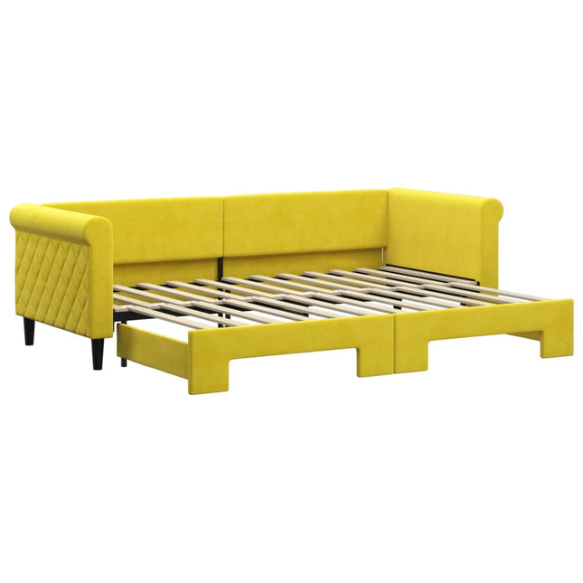 Divano Letto con Letto Estraibile Giallo 80x200 cm in Velluto