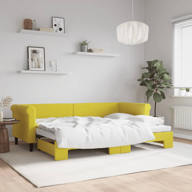 Divano Letto con Letto Estraibile Giallo 80x200 cm in Velluto