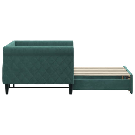 Divano Letto con Letto Estraibile Verde Scuro 90x200cm Velluto