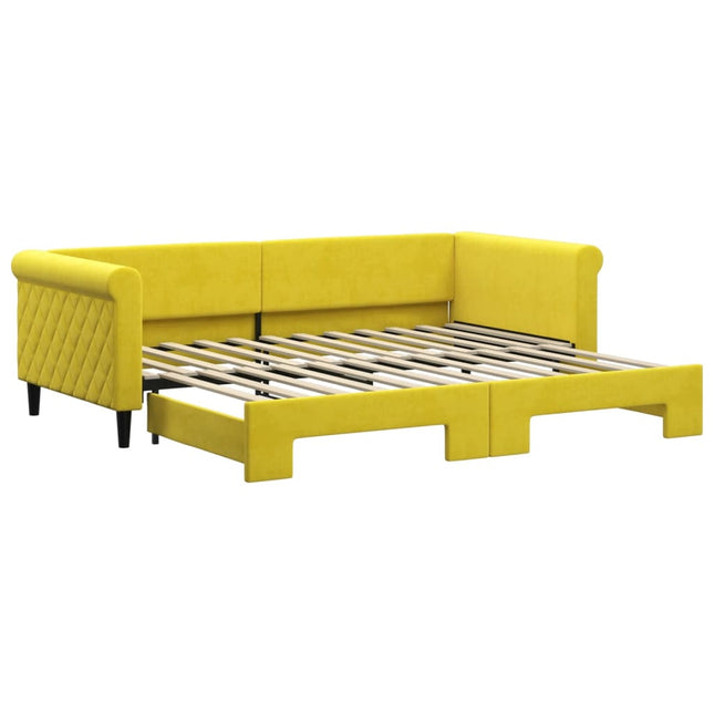 Divano Letto con Letto Estraibile Giallo 90x200 cm in Velluto