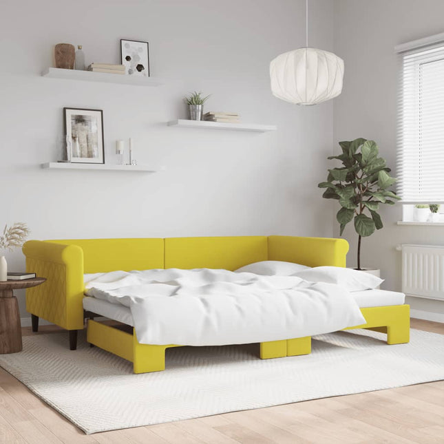 Divano Letto con Letto Estraibile Giallo 90x200 cm in Velluto