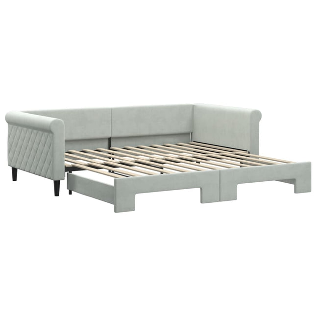 Divano Letto con Letto Estraibile Grigio Chiaro 100x200 Velluto