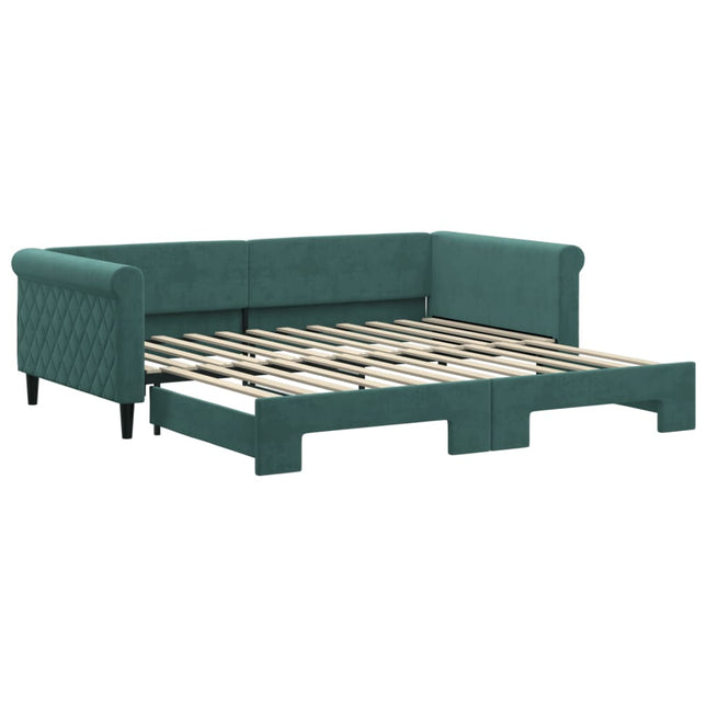 Divano Letto con Letto Estraibile Verde Scuro 100x200cm Velluto