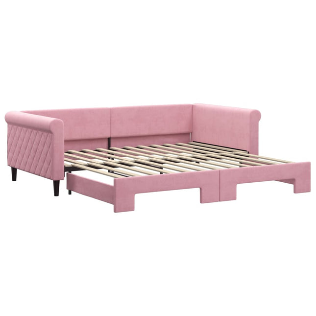 Divano Letto con Letto Estraibile Rosa 100x200 cm in Velluto