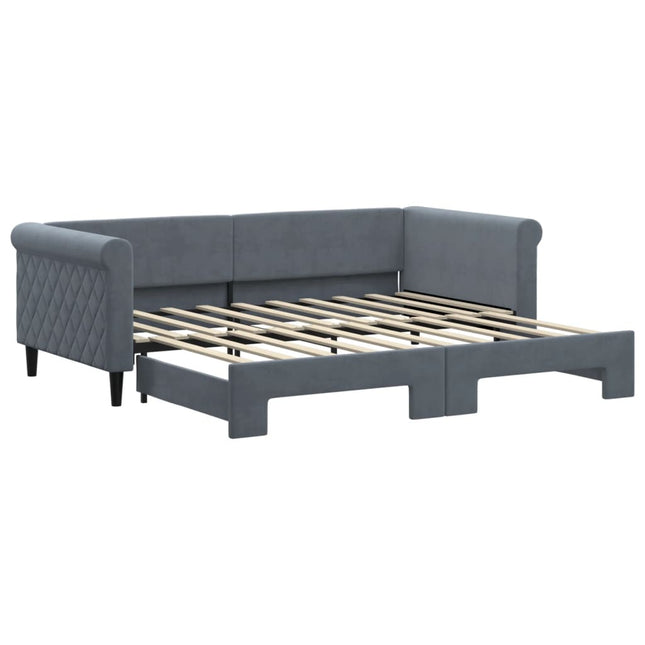 Divano Letto con Letto Estraibile Grigio Scuro 90x190cm Velluto