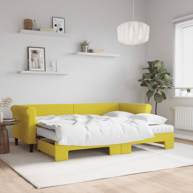 Divano Letto Estraibile con Materassi Giallo 80x200 cm Velluto