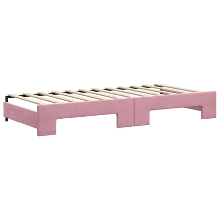 Divano Letto Estraibile con Materassi Rosa 90x200 cm Velluto