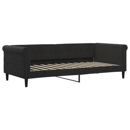 Divano Letto Estraibile con Materassi Nero 90x200 cm Velluto