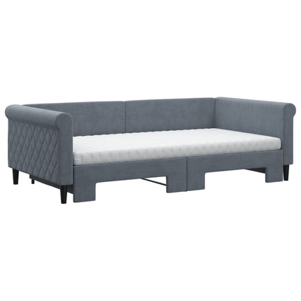Divano Letto Estraibile Materassi Grigio Scuro 100x200 Velluto