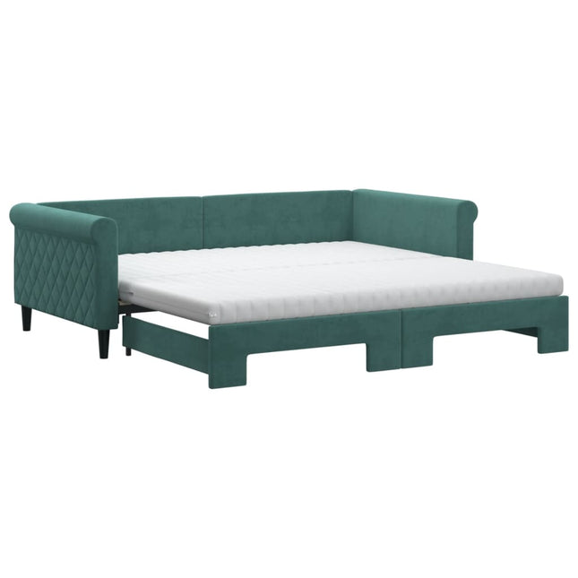 Divano Letto Estraibile Materassi Verde Scuro 100x200 Velluto