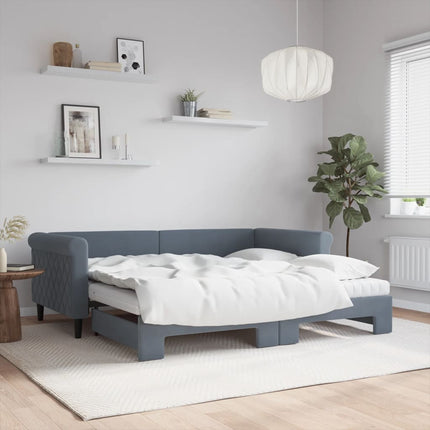 Divano Letto Estraibile Materassi Grigio Scuro 90x190cm Velluto