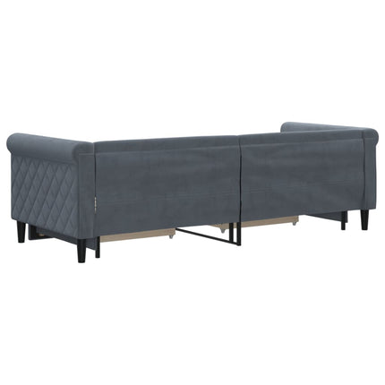 Divano Letto Estraibile Cassetti Grigio Scuro 80x200cm Velluto
