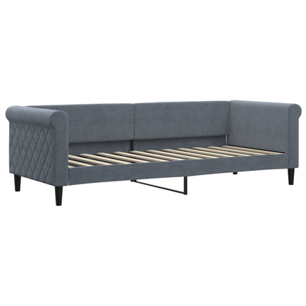 Divano Letto Estraibile Cassetti Grigio Scuro 80x200cm Velluto