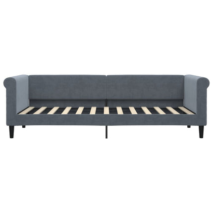 Divano Letto Estraibile Cassetti Grigio Scuro 80x200cm Velluto