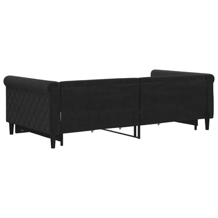 Divano Letto Estraibile con Cassetti Nero 100x200 cm in Velluto