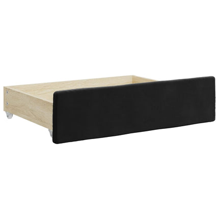 Divano Letto Estraibile con Cassetti Nero 100x200 cm in Velluto
