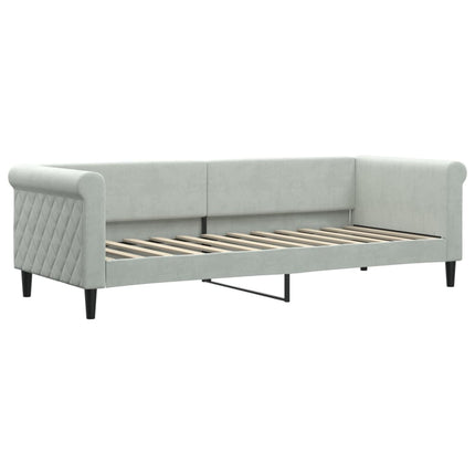 Divano Letto Estraibile Cassetti Grigio Chiaro 80x200cm Velluto
