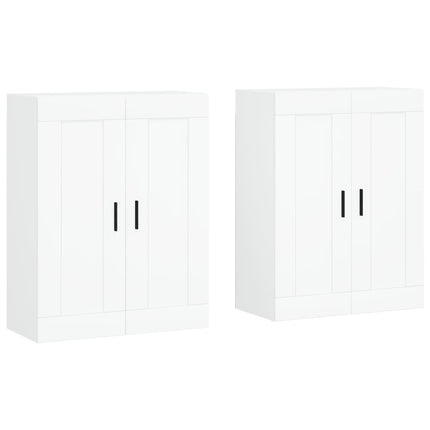 Armadietti a Parete 2 pz Bianchi in Legno Multistrato