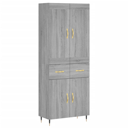 Credenza Grigio Sonoma 69,5x34x180 cm in Legno Multistrato