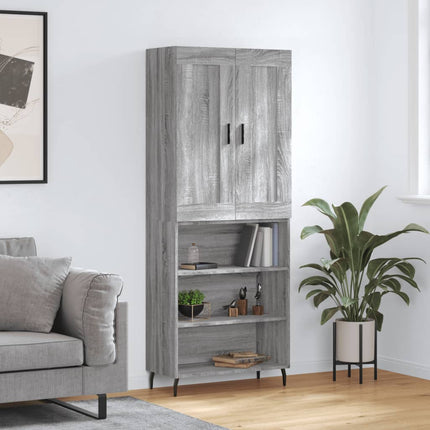 Credenza Grigio Sonoma 69,5x34x180 cm in Legno Multistrato