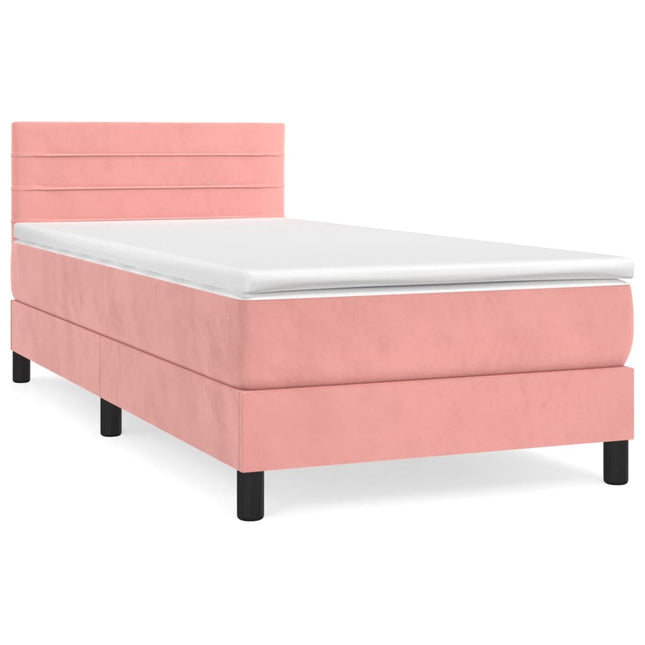 Giroletto a Molle con Materasso Rosa 90x190 cm in Velluto