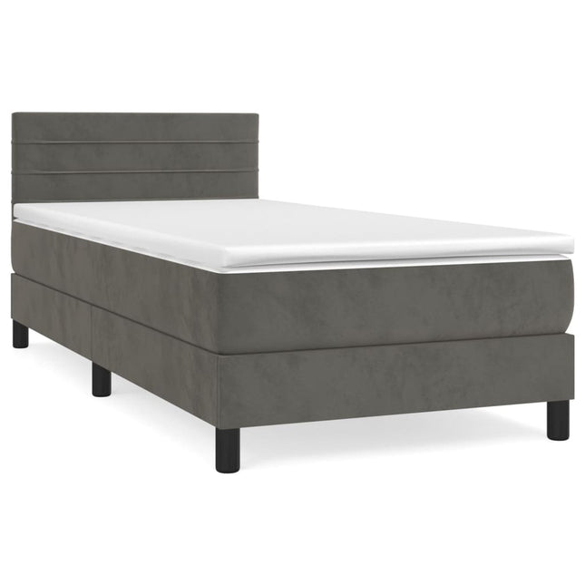 Giroletto a Molle con Materasso Grigio Scuro 100x200 cm Velluto