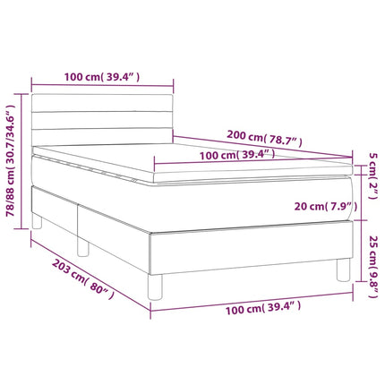Giroletto a Molle con Materasso Verde Scuro 100x200 cm Velluto