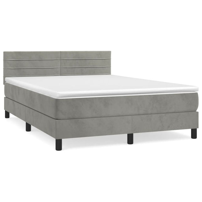 Giroletto a Molle con Materasso Grigio Chiaro 140x190cm Velluto