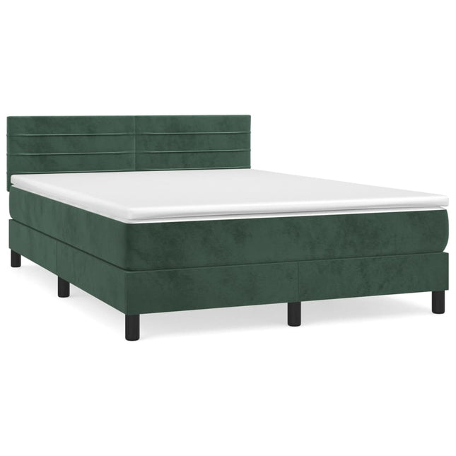 Giroletto a Molle con Materasso Verde Scuro 140x200 cm Velluto
