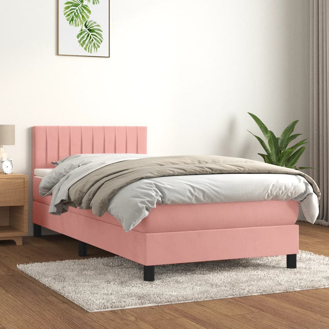 Giroletto a Molle con Materasso Rosa 90x190 cm in Velluto
