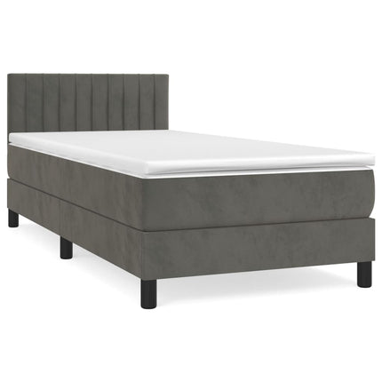 Giroletto a Molle con Materasso Grigio Scuro 100x200 cm Velluto