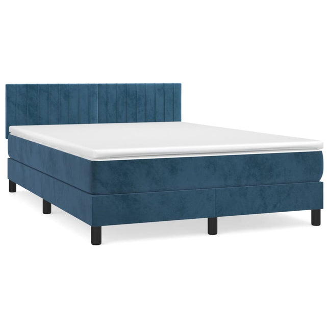 Giroletto a Molle con Materasso Blu Scuro 140x190 cm in Velluto