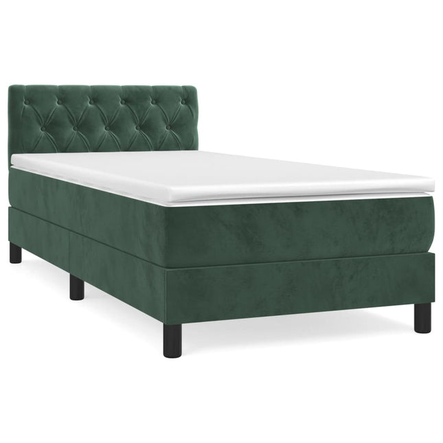 Giroletto a Molle con Materasso Verde Scuro 80x200 cm Velluto