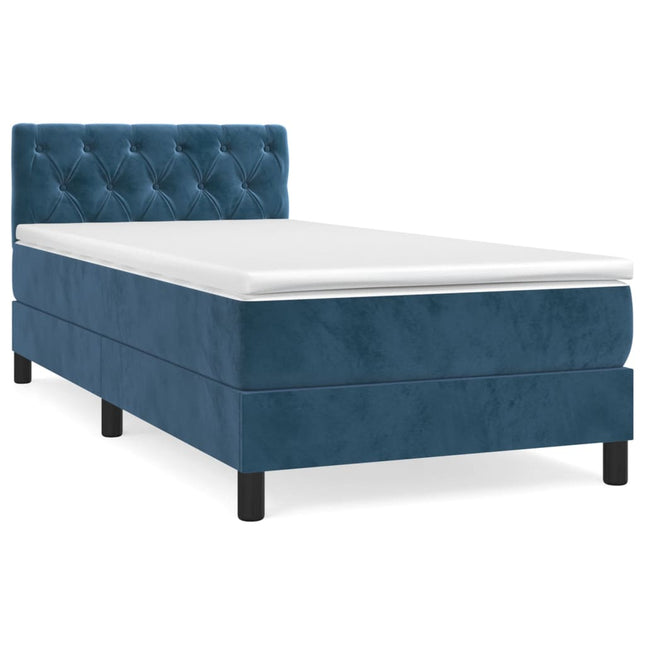 Giroletto a Molle con Materasso Blu Scuro 80x200 cm in Velluto