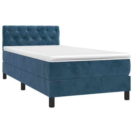 Giroletto a Molle con Materasso Blu Scuro 80x200 cm in Velluto