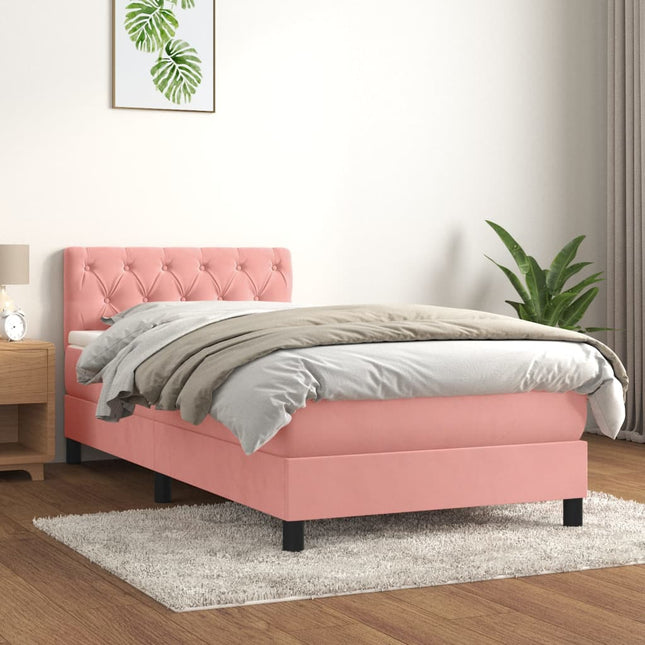 Giroletto a Molle con Materasso Rosa 80x200 cm in Velluto